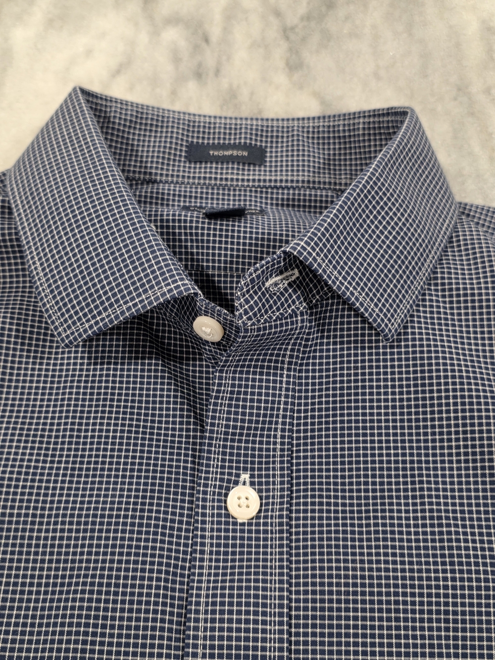 (L) Men's J. Crew Thompson Casual Dress Shirt Checker Blue Flex 16/16.5 Cotton